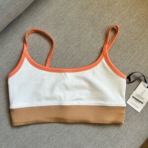 Chic Women's Sports Bra - White, Orange, Tan